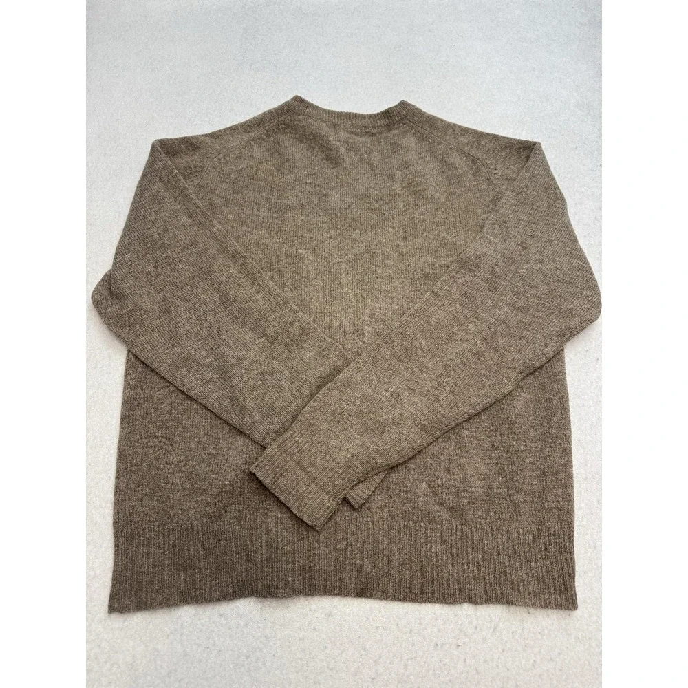 Saddles Ltd Sweater Mens Large Brown Lambswool V Neck Cable Knit Pullover Warm